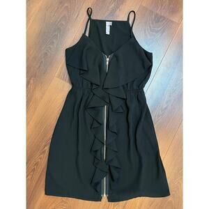 Women's Alya Francesca's Little Black Dress. Zip front w/ ruffles. Size Small.